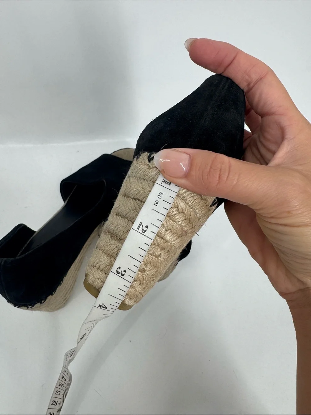 Vince Sonora Espadrille Wedge Heel Sandals Peep Toe Black Womens Size 9.5M